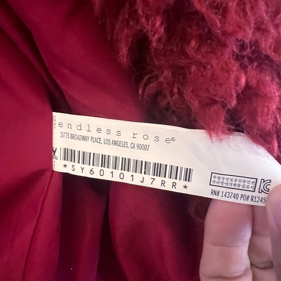 Revolve | Endless Rose | Deep Red Shaggy Faux Fur Coat | S - Picture 6 of 9